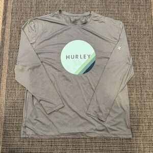 Hurley Men's Gray and Blue Rash Guard